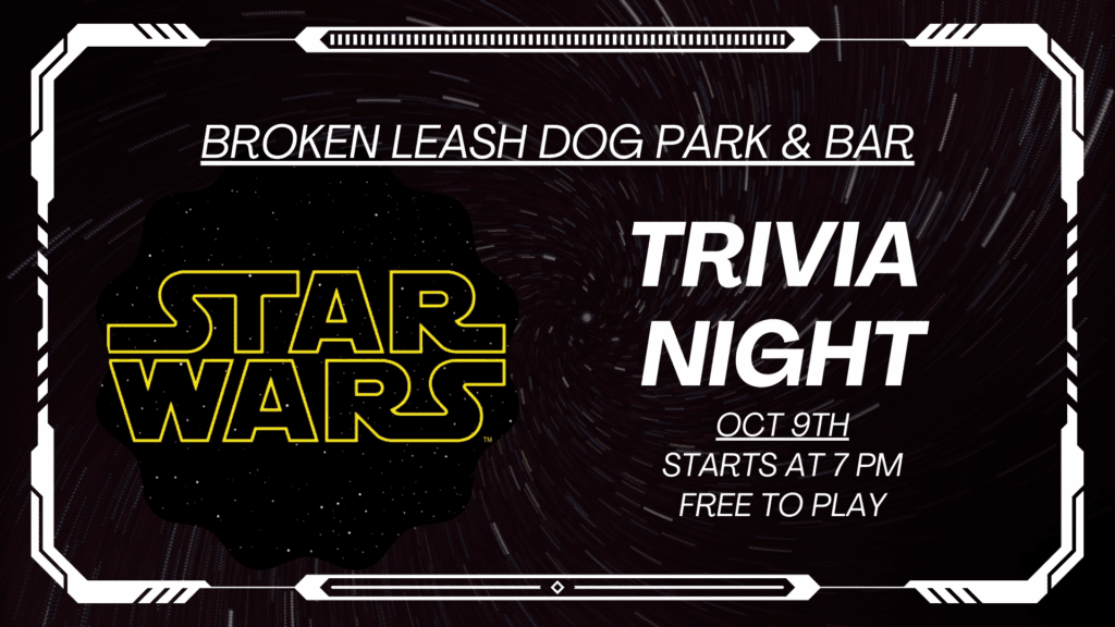 Trivia team with Star Wars-themed costumes and drinks at Broken Leash Dog Park & Bar in Charleston