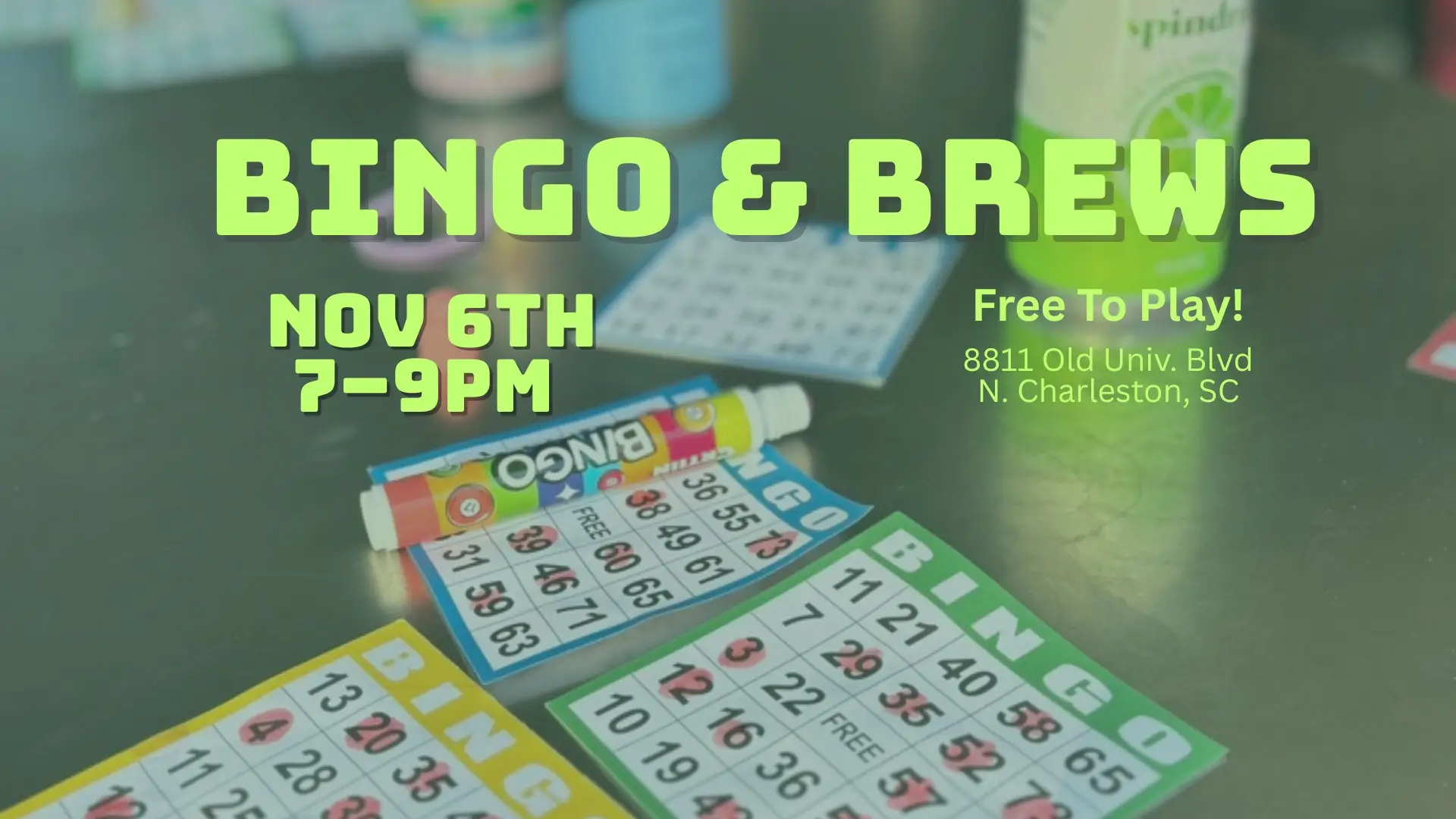 Bingo & Brews night at The Broken Leash in North Charleston, Thursday Nov 6, 7–9 PM