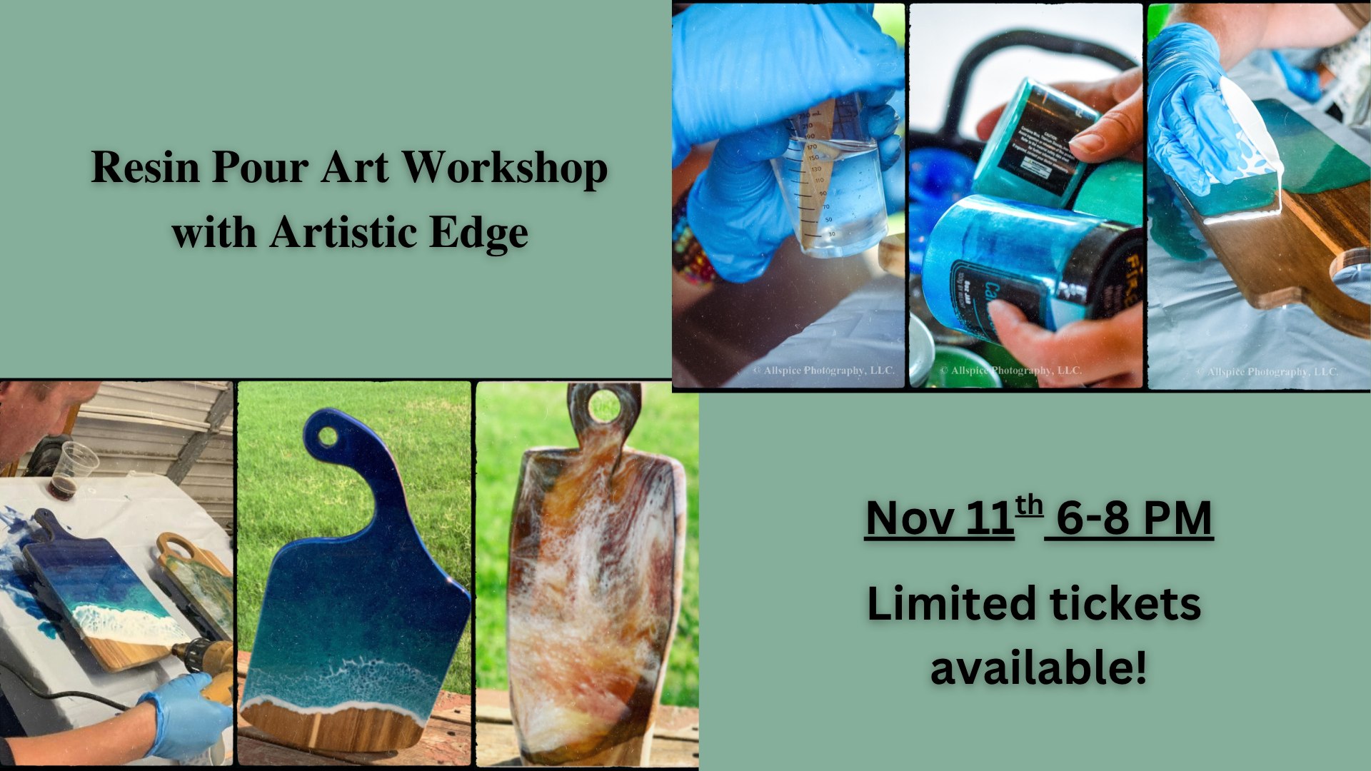 Resin Pour Workshop with Artistic Edge at The Broken Leash in North Charleston on Tuesday, Nov 11, 6–8 PM
