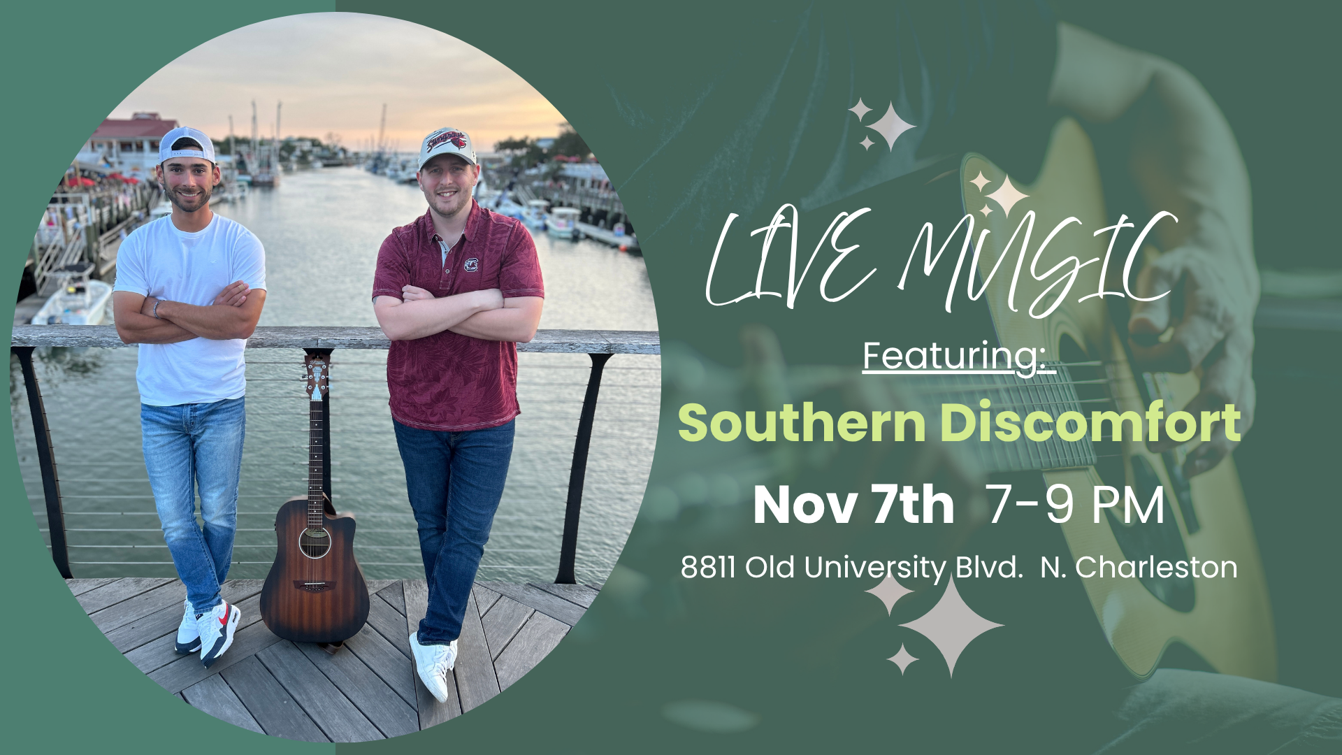 Southern Discomfort performing live on the patio at The Broken Leash in North Charleston