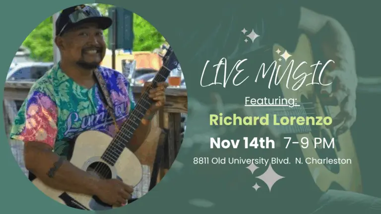 Richard Lorenzo performing live on the patio at The Broken Leash in North Charleston, Friday Nov 14, 7–9 PM.