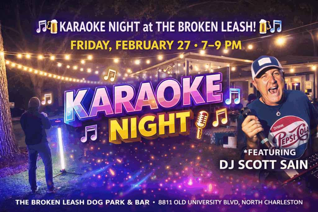 Guests singing during karaoke night with DJ Scott Sain at The Broken Leash.