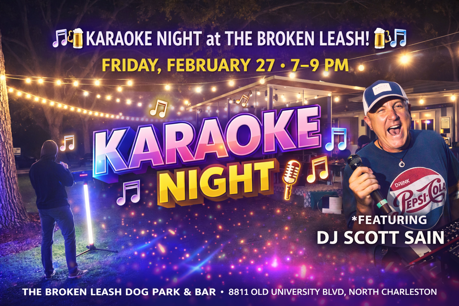 Guests singing during karaoke night with DJ Scott Sain at The Broken Leash.