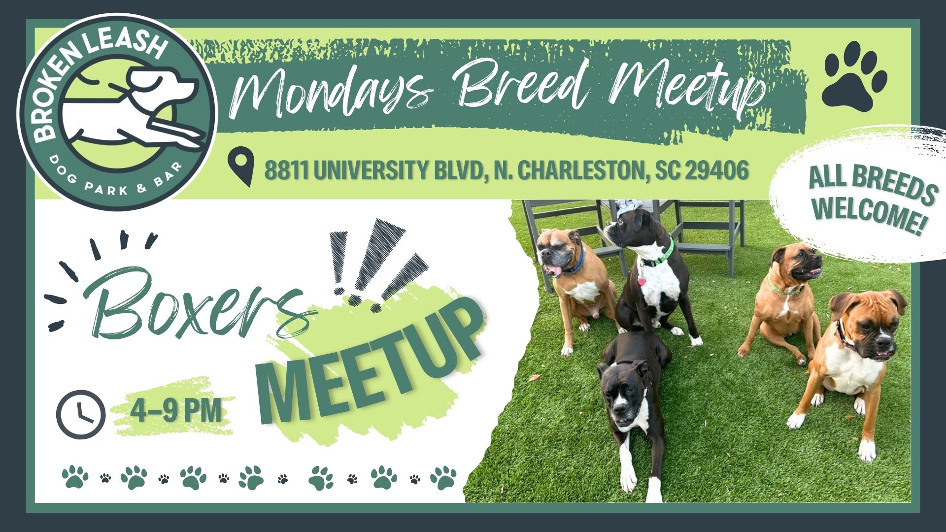 Breed Meetup - Boxers 4-9 PM at Broken Leash Dog Park & Bar