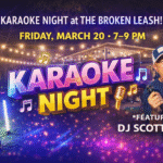 Guests sing karaoke with DJ Scott Sain at The Broken Leash dog-friendly bar.