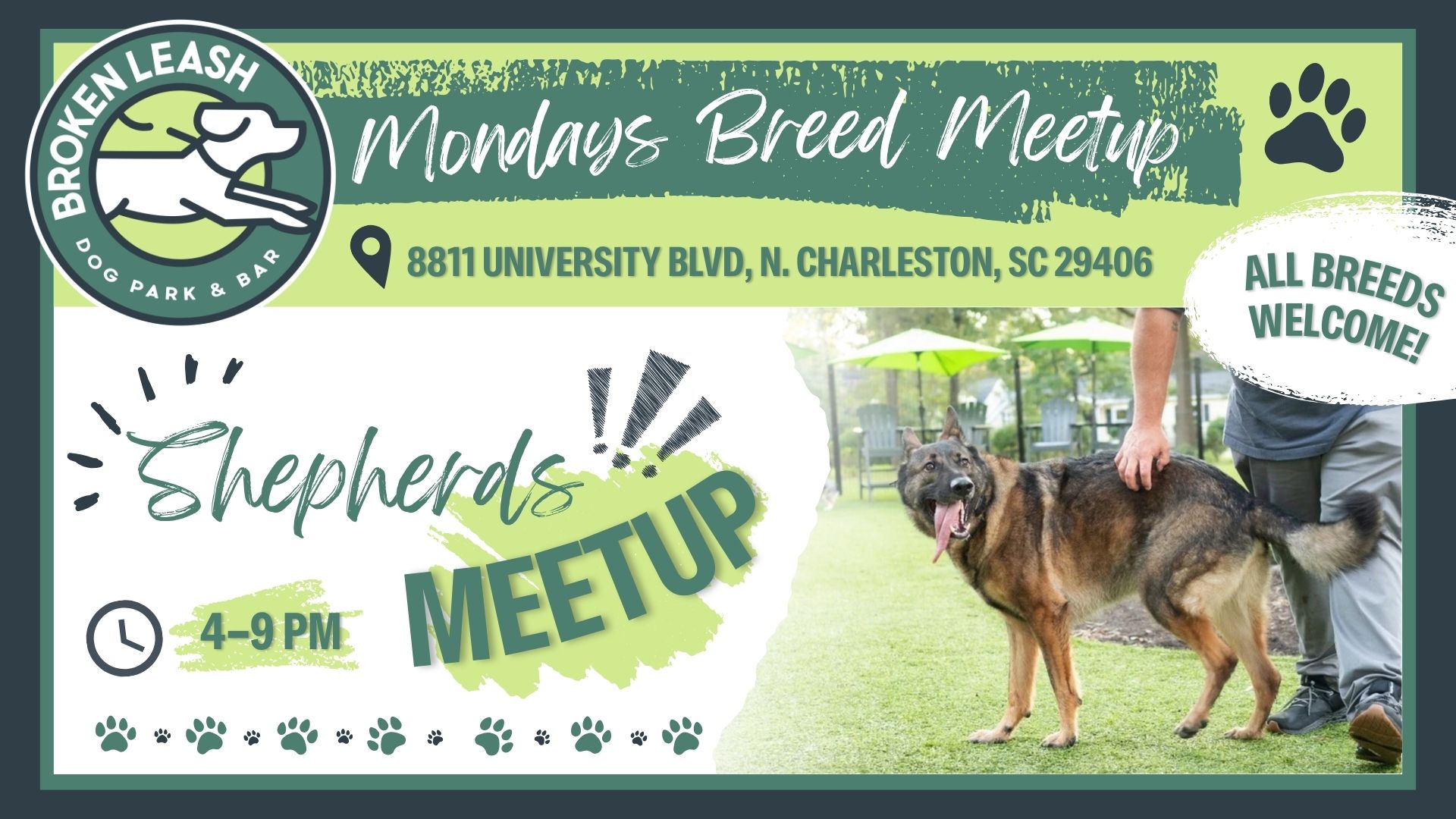 Breed Meetup - Shepherds 4-9 PM at Broken Leash Dog Park & Bar