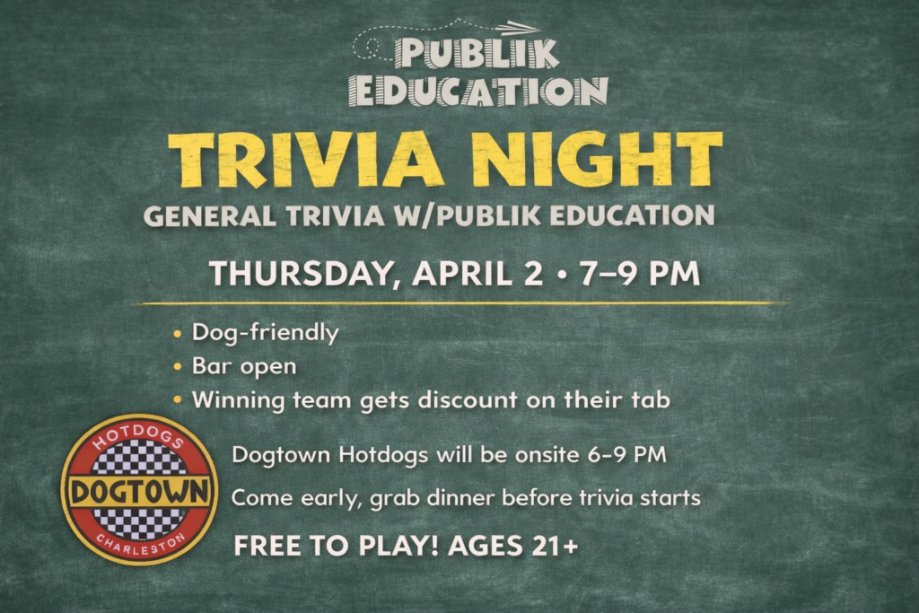 Guests playing trivia at The Broken Leash hosted by Publik Education.