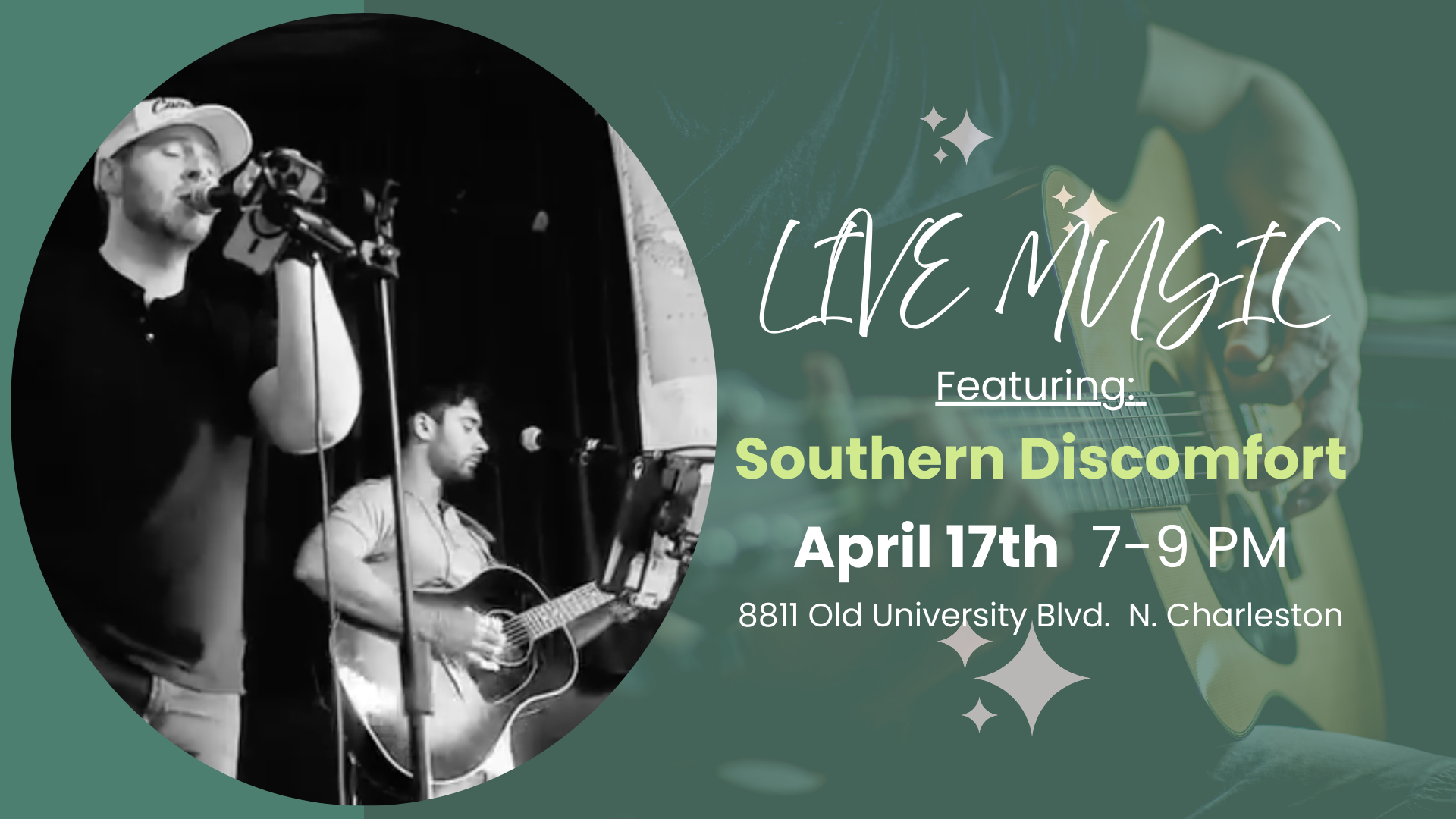 Southern Discomfort performing live music at The Broken Leash dog-friendly bar.