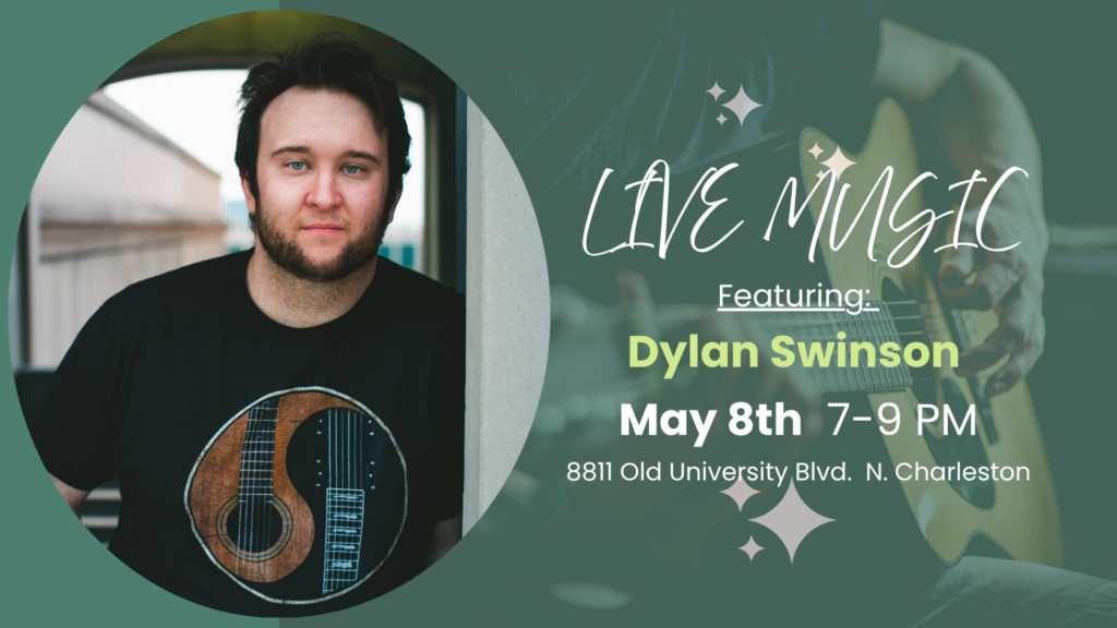 Dylan Swinson performing live music at The Broken Leash dog-friendly bar.