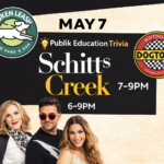 Guests playing Schitt’s Creek themed trivia at The Broken Leash dog-friendly bar.