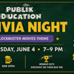 Guests participating in blockbuster movie themed trivia night at The Broken Leash.