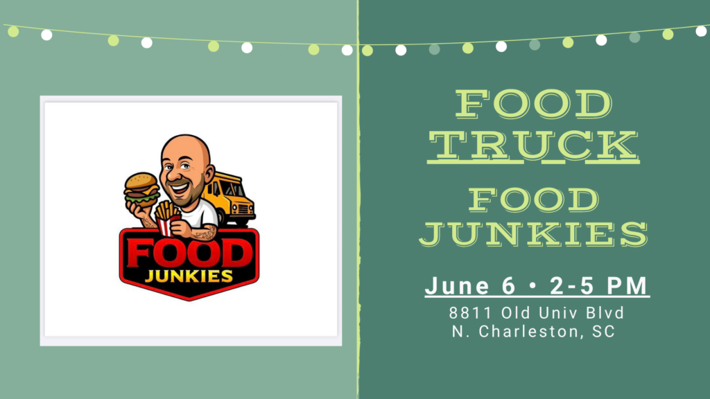 Food Junkies food truck serving guests at The Broken Leash dog-friendly bar.