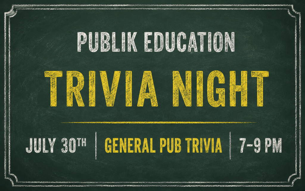 Guests participating in general trivia night hosted by Publik Education at The Broken Leash.
