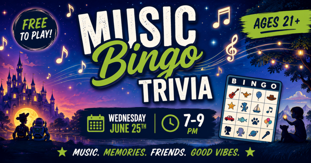 Guests participating in Disney and Pixar themed music bingo and trivia night at The Broken Leash.