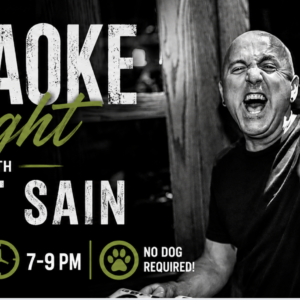 Guests singing during Karaoke Night with DJ Scott Sain at The Broken Leash Dog Park & Bar.