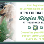 Singles meeting and socializing with dogs and drinks at The Broken Leash Dog Park & Bar in North Charleston.