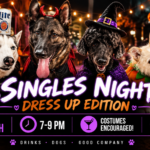 Halloween Singles Night costume event at The Broken Leash Dog Park & Bar in North Charleston.